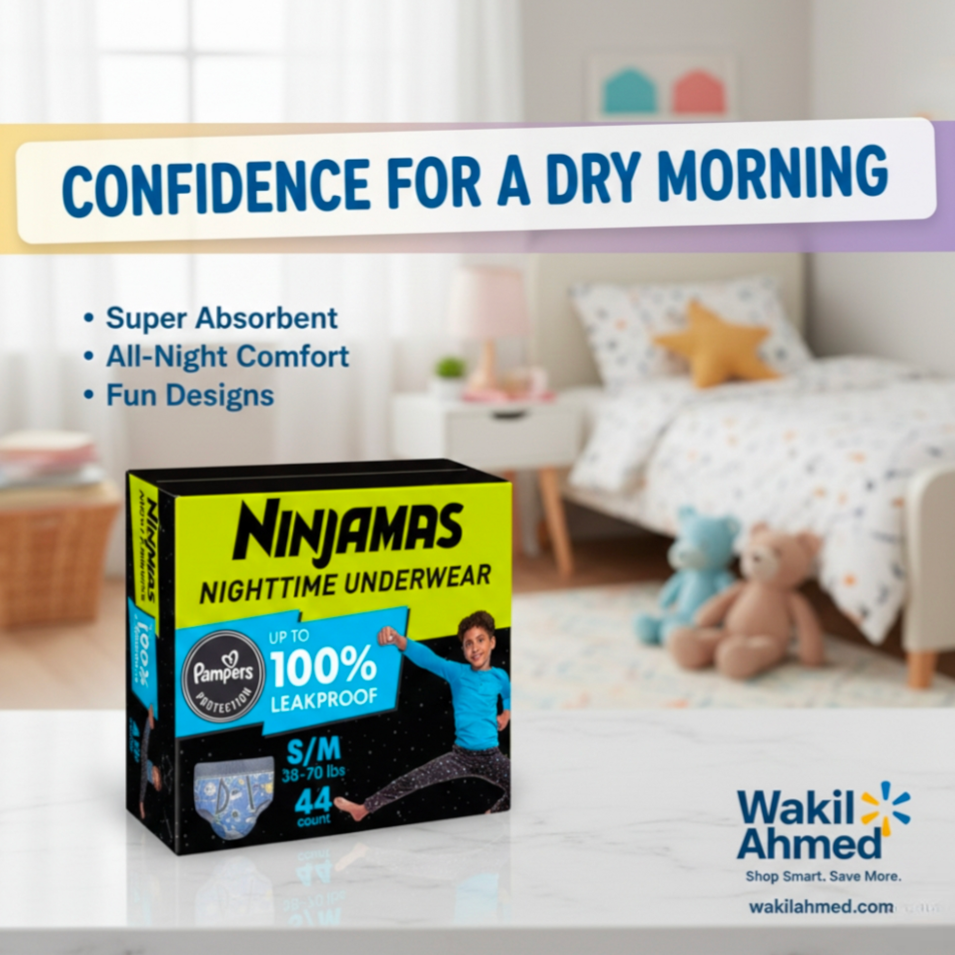 Ninjamas Nighttime Bedwetting Underwear for Boys S-XL - Wakil Ahmed