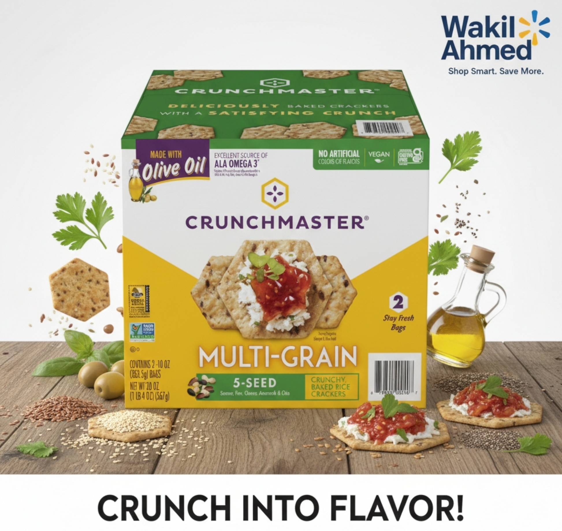 Crunchmaster 5 Seed Multi-Grain Cracker, 10 oz., 2 pk. - Wakil Ahmed