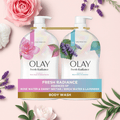 Olay Fresh Radiance Body Wash 2-Pack, infused with rose water, sweet nectar, birch water, and lavender for glowing skin