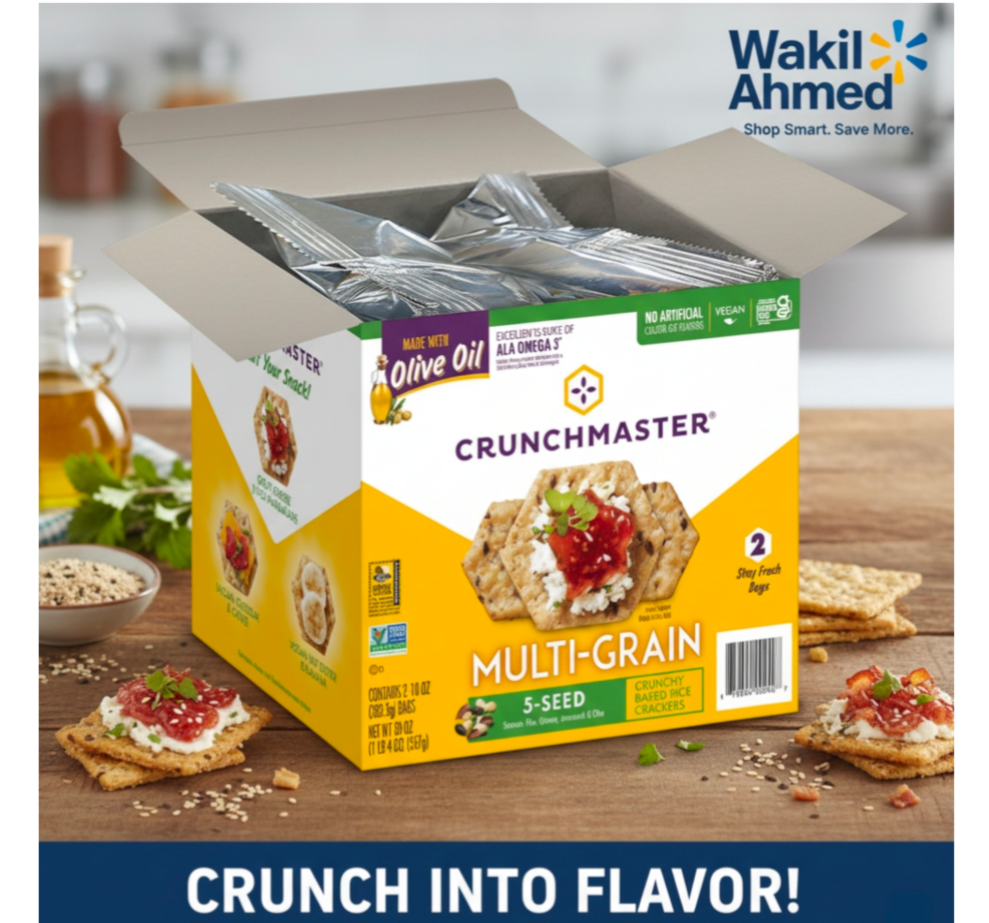 Crunchmaster 5 Seed Multi-Grain Cracker, 10 oz., 2 pk. - Wakil Ahmed