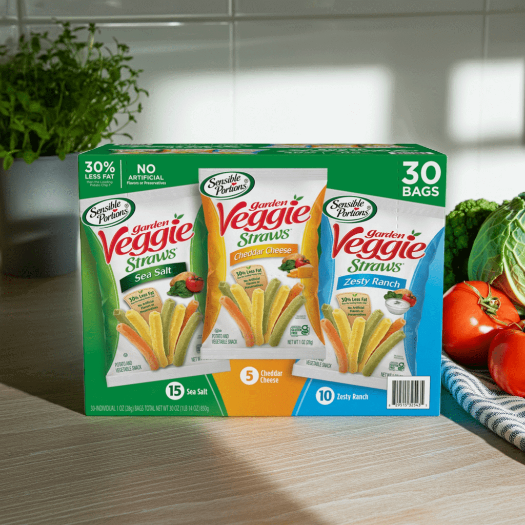Sensible Portions Veggie Straws Variety Pack, Cheddar & Ranch Flavors.