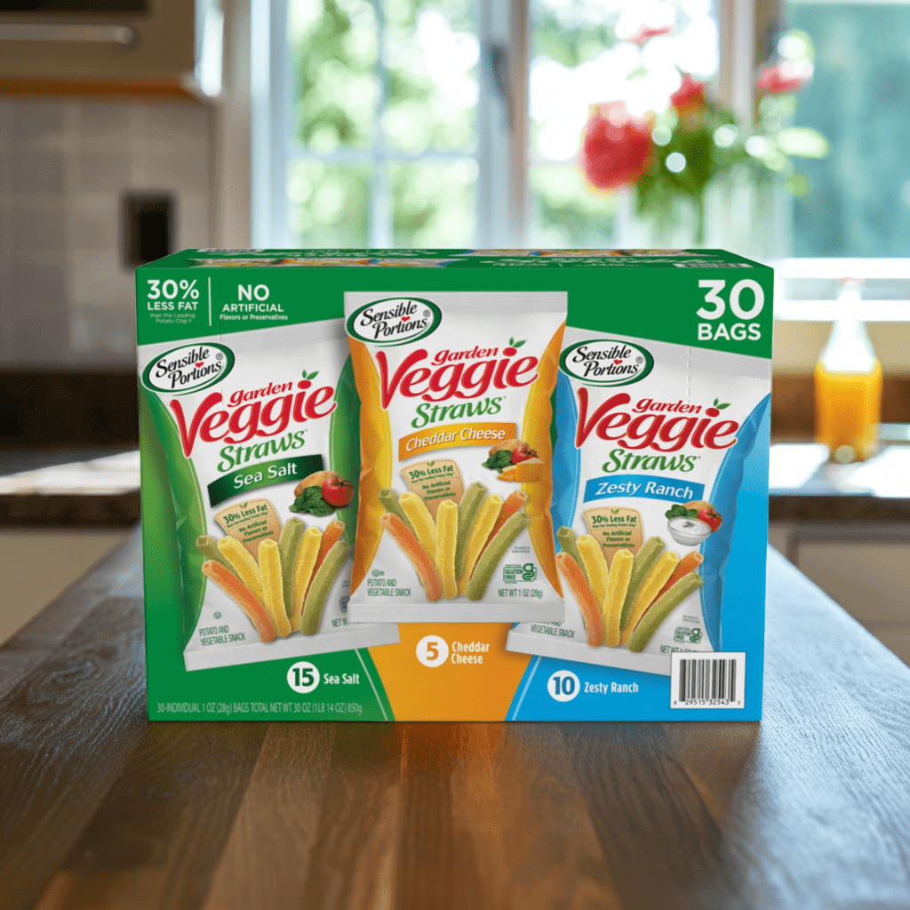Sensible Portions Veggie Straws Variety Pack, Cheddar & Ranch Flavors.