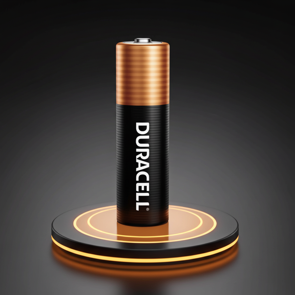 Duracell battery on a dark background