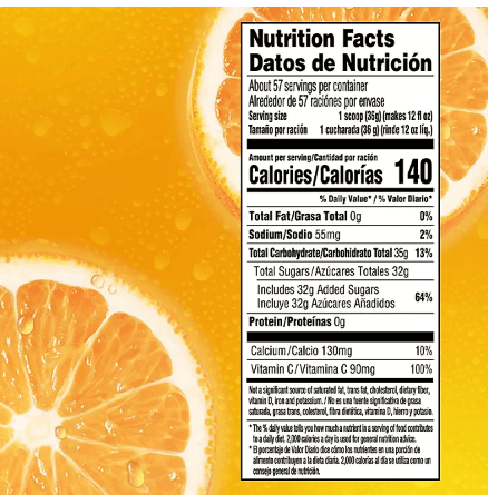 Tang Orange Powdered Drink Mix 72 oz - Zero Sugar Naturally Flavored Soft Drink Mix.