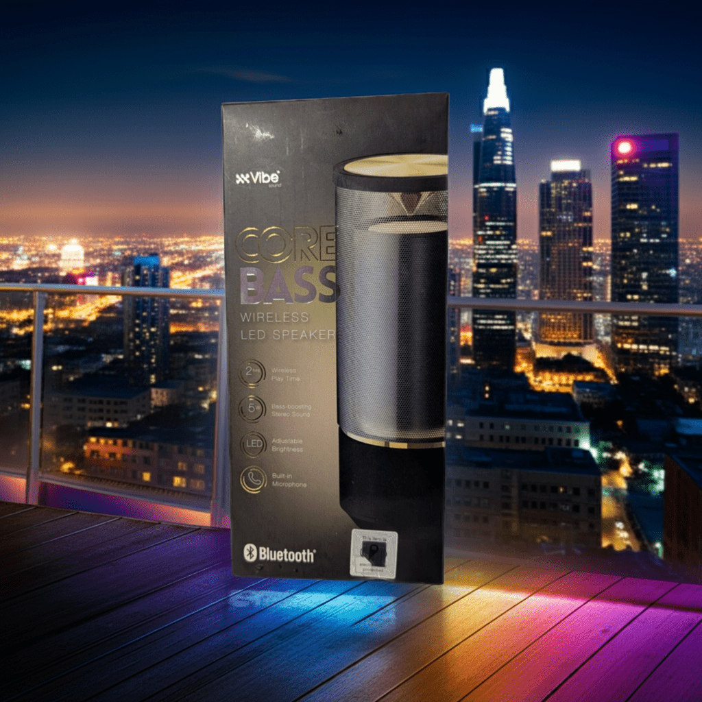 Vibe Core Bass Wireless LED Speaker – Powerful Sound & Vibrant Lights.