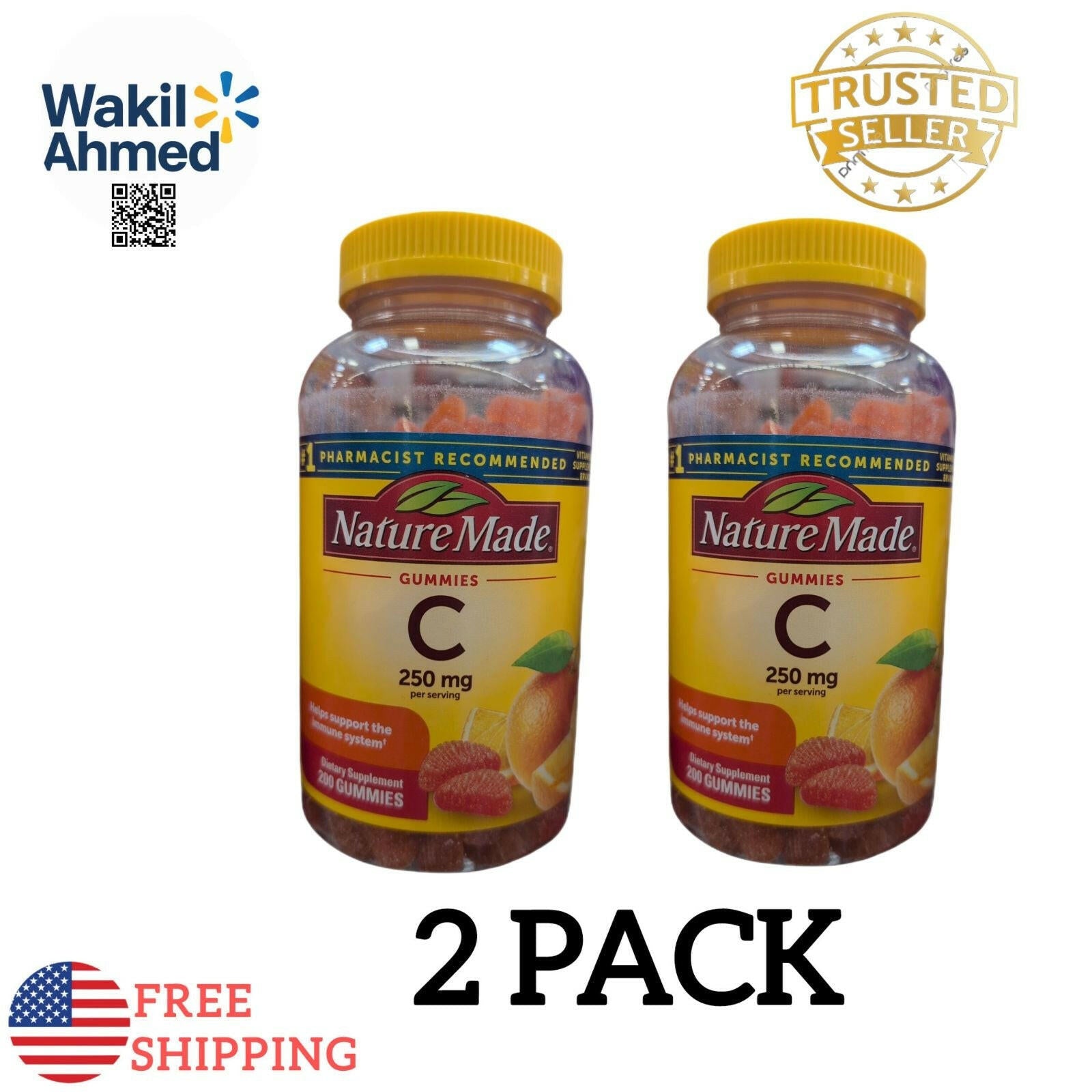 Nature Made Vitamin C Gummies for Adults, 400 ct, 2-Pack.