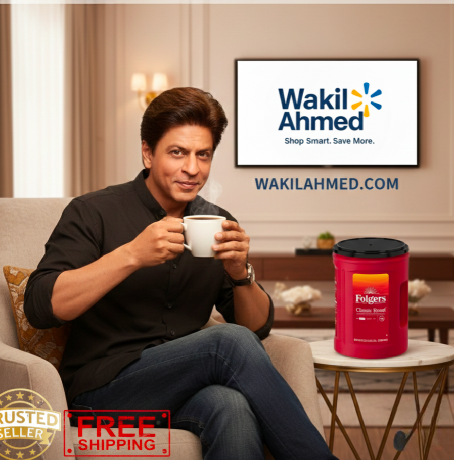 بِسْمِ ٱللَّٰهِ ٱلرَّحْمَٰنِ ٱلرَّحِيمِ
إِنَّا فَتَحْنَا لَكَ فَتْحًا مُّبِينًا.
نَصْرُ من اللَّهِ وَفَتَحْ قَرِيب
Shahrukh Khan holding a cup in a living room with Wakil Ahmed and Folgers branding.